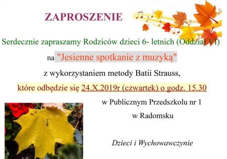 Zaproszenie na &quot;Jesienne spotkanie z muzyką&quot;